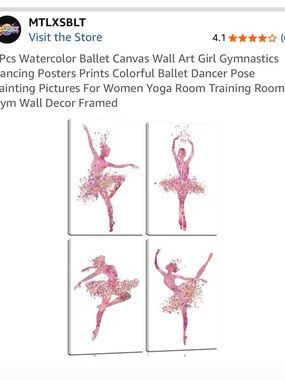 Ballerina watercolor 4 canvas art pink